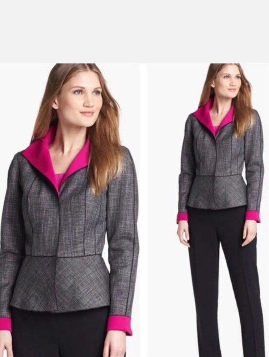 Lafayette 148 New York Jackets & Blazers - Lafayette 148 New York Amanda Peplum Hem Snap Button Blazer Jacket Size 18